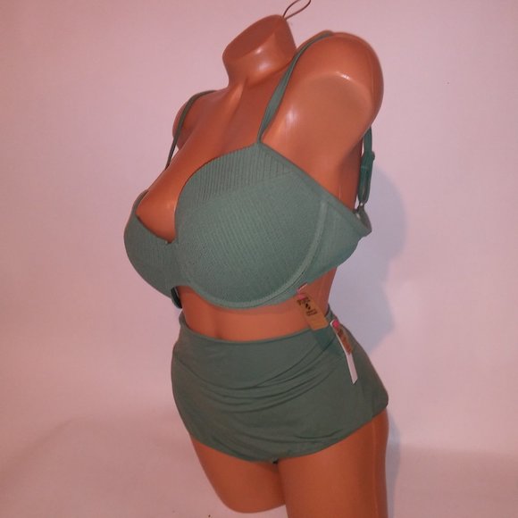 Victoria Secret PINK Swim Bikini XXL Green Push Up High Waist‎ Cheeky Shortie - Picture 7 of 14